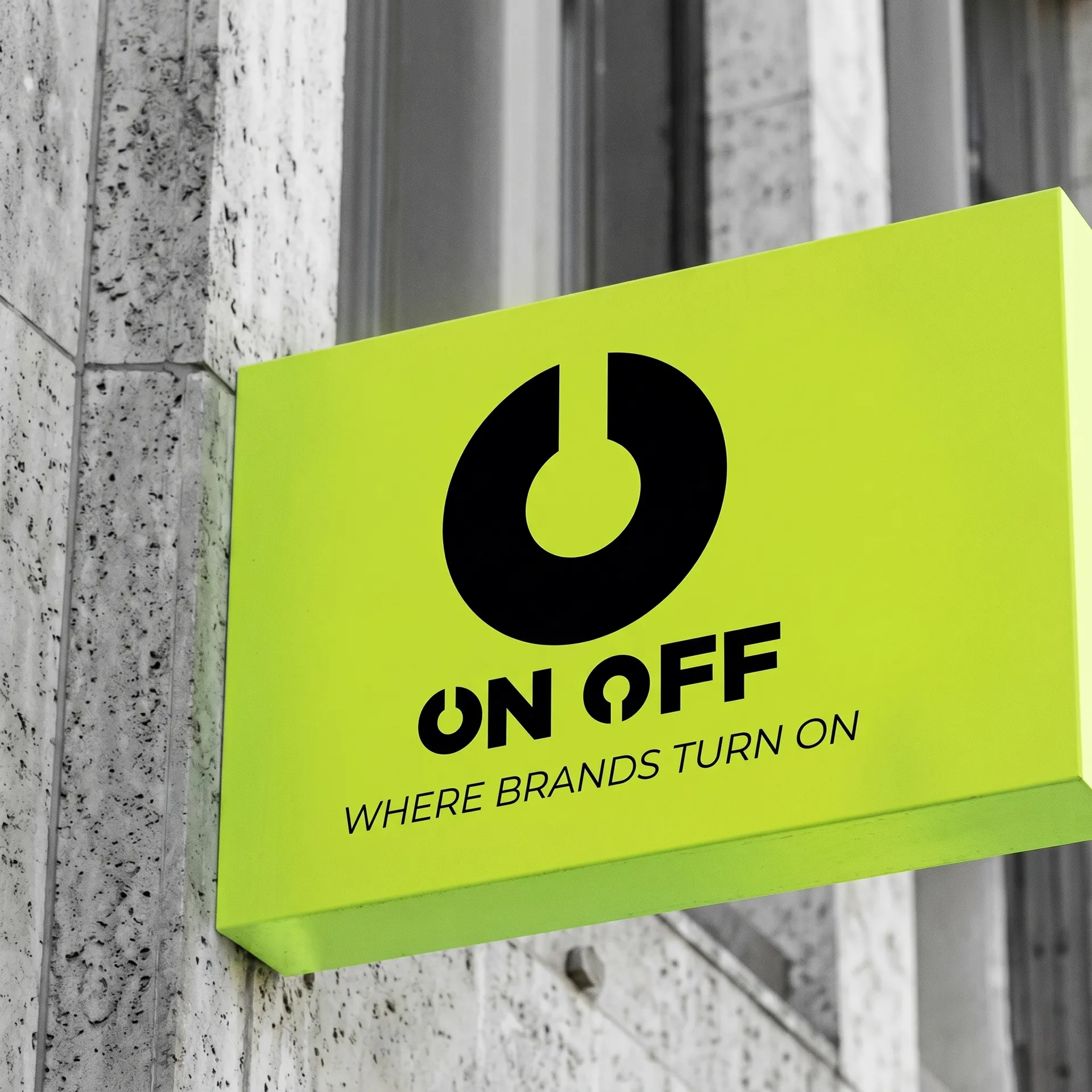ON OFF brand environment — dark sophisticated interior